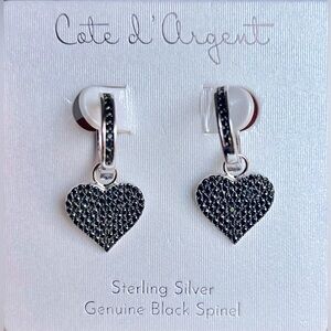 NWT! COTE d’ ARGENT STERLING SILVER & BLACK SPINEL (POWERFUL GEM) EARRINGS!